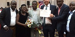 Adam Sweetman at the Uganda Investment Authority Awards ceremony where Devenish was highly commended