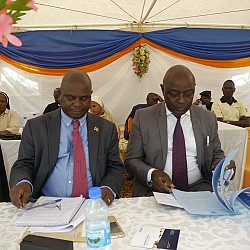 Honourable Vincent Ssempijja, Minister of Agriculture, Animal Industry and Fisheries and Honourable Earnest Kiiza, Minister of State for Bunyoro Affairs at the official launch